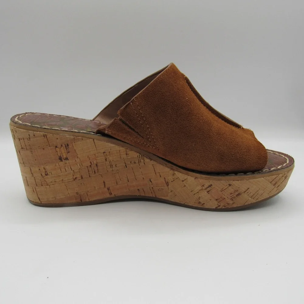 Sam Edelman Ranger Wedge Sandals Women's 6.5M Brown Suede Cork Platform